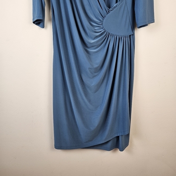 Kiyonna Ruched 3/4 Sleeves  Dress in Teal Size 2/2X - Picture 2 of 8